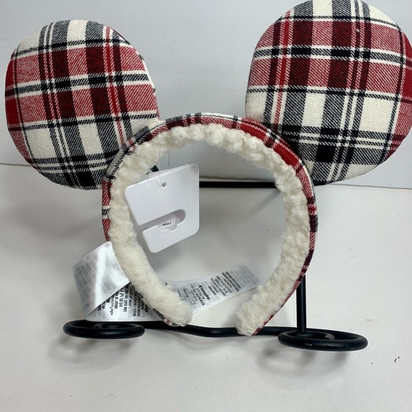 NWT. Disney Mickey Christmas Holiday plaid Joy Ears Headband. - Picture 2 of 8